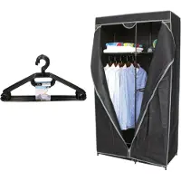Urban Living Mobiele kledingkast - 88 x 45 x 160 cm - incl. kledinghanger set 10x - Campingkledingkasten