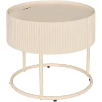 Atmosphera Juna Salontafel/Bijzettafel met opbergruimte - Ø45xH41cm - Beige
