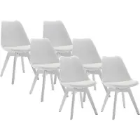 Vente-unique Set van 6 stoelen JODY - Polypropyleen en beukenhout - Wit