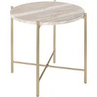 Atmosphera Créateur d'intérieur® Mesta Marmeren Bijzettafel - Ø43xH41cm - Beige