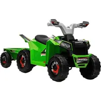 HOMCOM Kinderquad, elektrisch kinderquad, 6V elektrische auto met aanhanger, metaal, groen