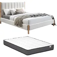 Vente-unique Bedframe stof ivoor 160 x 200 cm SIZAMA