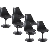 Vente-unique Set van 6 stoelen van polypropeen, kunstleer en metaal - Zwart - XAFY