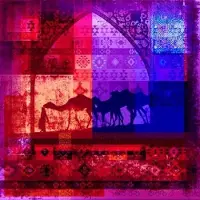 Safaary Arabisch schilderij Camels Rood
