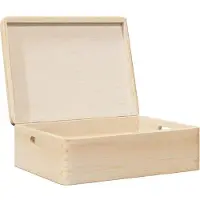 vidaXL Houten kist met deksel&handvatten 40x30x13cm massief grenenhout