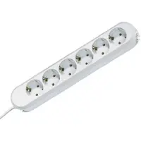 Bachmann SMART stekkerdoos 6x geaard contact, wit, 3 m