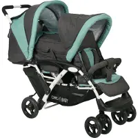 Chic 4 Baby - Dubbele kinderwagen DUO met draagmand en regenbescherming, geschikt voor twee kinderen