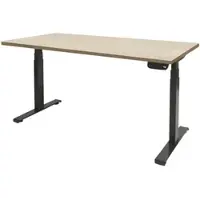 Schaffenburg Dextro plus zit/sta 120x80cm, electrisch hoogte verstelbare werkplek, T-poot frame. Frame kleur zwart (RAL9005) en blad Honey Castello.