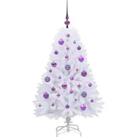 vidaXL Kunstmatige Hinged Kerstboom Wit 120 cm PVC en Staal