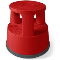 Casa Pura Rolkruk Olifantenpoot - Kunststof Verrijdbare Opstapkruk - Rood - Met Wielen, Antislip & TÜV-Gekeurd - Stevig, Praktisch & Ideaal voor Kantoor, Winkel en Huishouden