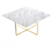 OX Denmarq Ninety Coffee Table 60 Cm Brass Base Marble - Salontafels Marmer White - OX40103-21