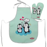 Heless kinderschort en ovenwant - pinguïn print - keukenspeelgoed.