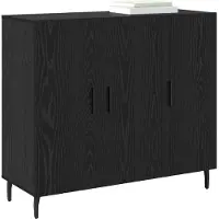 vidaXL Dressoir Zwart Eiken 90 x 34 x 80 cm Bewerkt hout