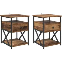 vidaXL Nachtkastje 2 st Oudhout 40 x 42 x 55 cm Bewerkt hout
