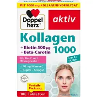 Queisser Pharma GmbH & Co. KG Doppelherz aktiv Collageen 1000 + Biotine + Beta-caroteen tabletten voor huid en bindweefsel, 100 tabletten