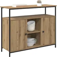 vidaXL Dressoir Artisan Eiken 100 x 35 x 80 cm Bewerkt hout
