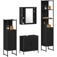 vidaXL Badkamermeubel Set 4 st Zwart 33 x 33 x 185,5 cm Bewerkt hout