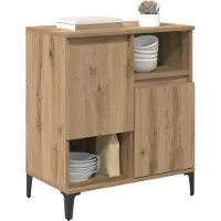 vidaXL - Dressoir - Artisan - Eiken - 60 - x - 35 - x - 70 - cm - Bewerkt - hout