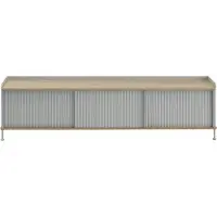 Muuto Enfold Dressoir 45x186 Cm Geolied Eiken / Grijs - Dressoirs en buffetkasten Staal Grey - ENSBD186A03