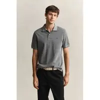 Gant Heren Tweekleurig grijs poloshirt (M), Casual, Katoen, Korte mouwen 2014102