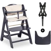 Hauck Beta+ kinderstoelset - FSC-gecertificeerd – Hout - inclusief wielen en houten tafel - Dark Grey