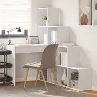 Prolenta Maison Exclusive - Hoekbureau met plank, wit, 101,5 x 149,5 x 149,5 cm