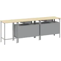 vidaXL Werkbank-set, 3 stuks, zwart en grijs, gepoedercoat staal