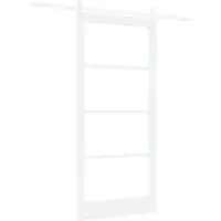 vidaXL Schuifdeur Wit 93 x 202 cm Massief grenenhout en glas
