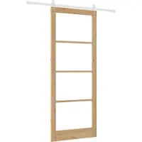 vidaXL Schuifdeur Naturel 93 x 232 cm Massief grenenhout en glas