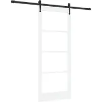 vidaXL Schuifdeur Wit en Zwart 83 x 202 cm Massief grenenhout en glas