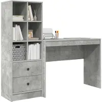 vidaXL Bureau Beton Grijs 145,5 x 40 x 127 cm 2 st