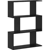 vidaXL Boekenkast 3-laags 70 x 24 x 97 cm Bewerkt hout Zwart Eiken