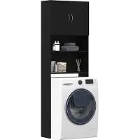 vidaXL Wasmachinekast, zwart, eikenlook, 64x24x190 cm