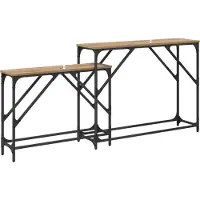 vidaXL Wandtafel 2 pcs Artisan Eiken 100 x 28 x 75 cm Bewerkt hout