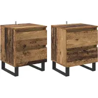vidaXL Nachtkastje 2 st Oudhout 40 x 35 x 50 cm Bewerkt hout