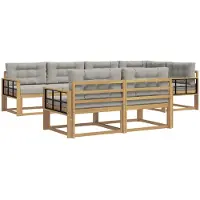 vidaXL Buiten bank set 6 st Wit en Lichtgrijs Polyester