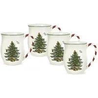 Spode Christmas Tree Mok 40 Cl Pak Van 4 - Kerstmok Beenderporselein White - XT5116-X