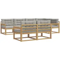 vidaXL Buiten bank set 6 st Wit en Lichtgrijs Polyester