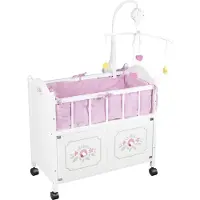 Braet Poppenbed met kast en mobiel - Wit Hout