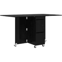 vidaXL Eettafel 140 x 80 x 77 cm Bewerkt hout Zwart eiken Rechthoekig