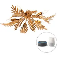 QAZQA Vintage Smart Plafondlamp Goud 70 cm incl. 5 WiFi B35 - Botanica