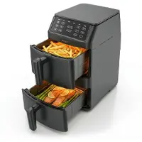 Seeger SuperFry Dubbele Airfryer - 11 Liter, 6 Kookprogramma's - 30°C–220°C - PFAS-vrij - Gestapelde lades - Voor 10 personen - Digitaal Touchscreen