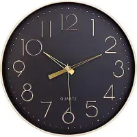 OEM Zwarte wandklok - stille klok - decoratief - 30,5 cm - zwart - kunststof