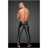 Noir Wetlook trousers with PVC pleats - XL - Black