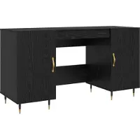 vidaXL Bureau Zwart eiken Bewerkt hout 140 x 50 x 75 cm