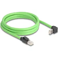 DeLOCK RJ45 Network Cable Cat.6A plug to plug upwards angled SF/UTP suitable for drag chains PUR (TPU) 2 m green