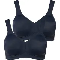 Ulla Popken - Dames - Microvezel-beha set van 2 zonder beugel voorgevormde cups - Nachtblauw - Maat 110D
