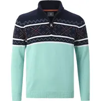 Jan Vanderstorm Comfort Fit Half-Zip Sweater blauw, Gestreept