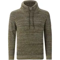 Jan Vanderstorm Comfort Fit Trui Shawl kraaggroen, Melange