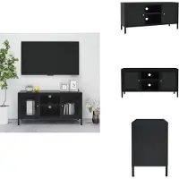 vidaXL Tv-kast - Tv-kasten - Televisiekast - Televisiekasten - Tv-meubel 105x35x52 cm staal en glas zwart